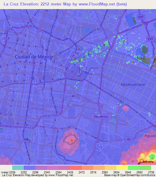 La Cruz,Mexico Elevation Map