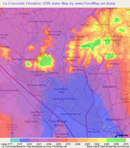 La Concordia,Mexico Elevation Map
