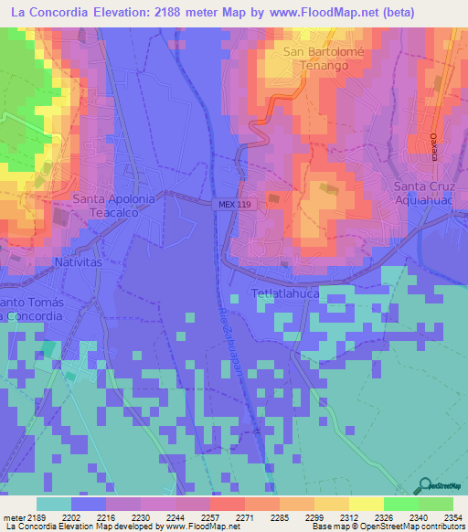 La Concordia,Mexico Elevation Map