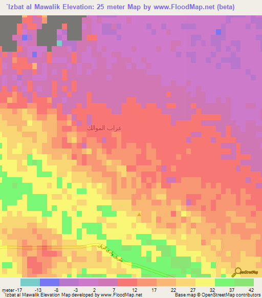 `Izbat al Mawalik,Egypt Elevation Map