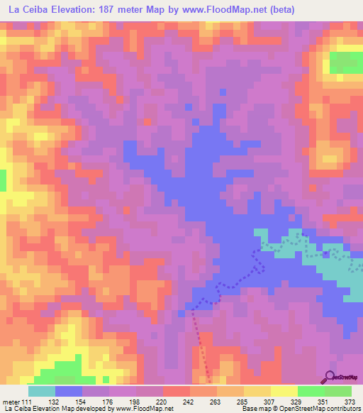 La Ceiba,Mexico Elevation Map