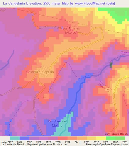 La Candelaria,Mexico Elevation Map