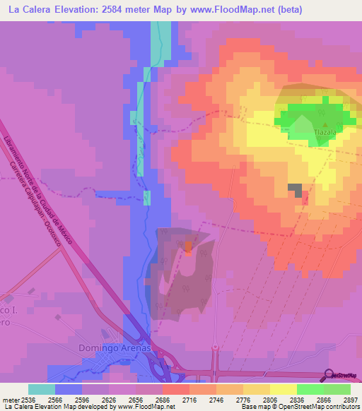 La Calera,Mexico Elevation Map