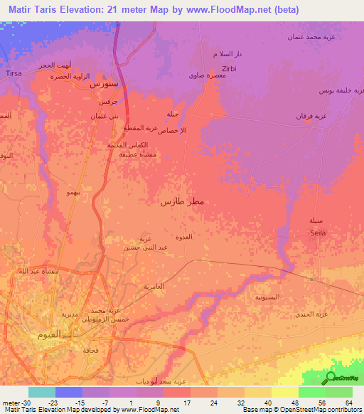 Matir Taris,Egypt Elevation Map