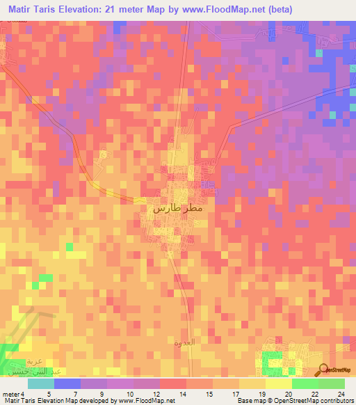 Matir Taris,Egypt Elevation Map