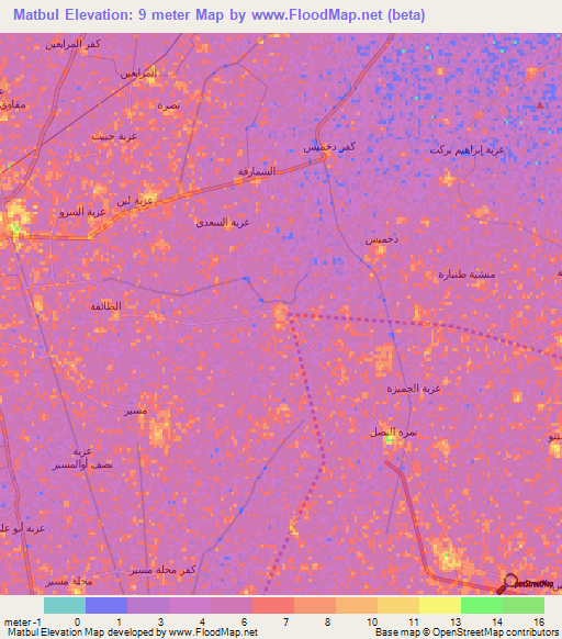 Matbul,Egypt Elevation Map