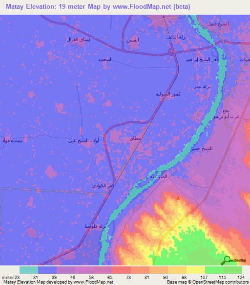 Matay,Egypt Elevation Map