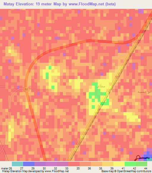 Matay,Egypt Elevation Map