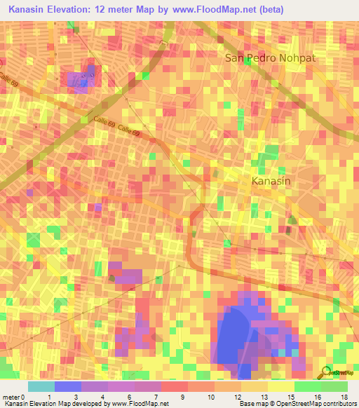 Kanasin,Mexico Elevation Map