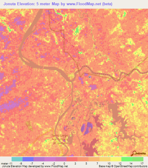 Jonuta,Mexico Elevation Map