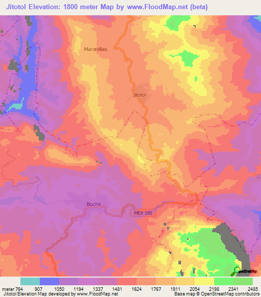 Jitotol,Mexico Elevation Map