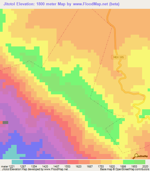 Jitotol,Mexico Elevation Map