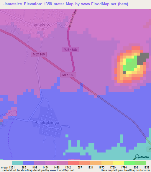 Jantetelco,Mexico Elevation Map