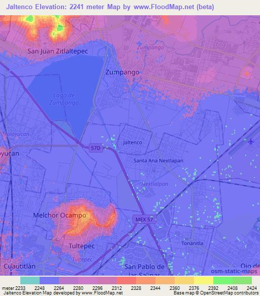 Jaltenco,Mexico Elevation Map