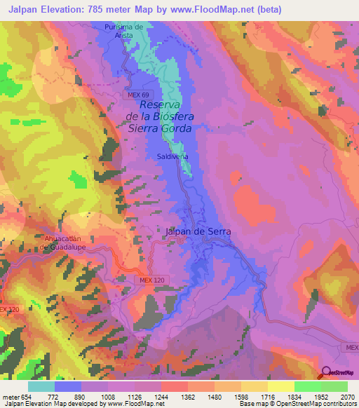 Jalpan,Mexico Elevation Map