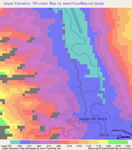 Jalpan,Mexico Elevation Map