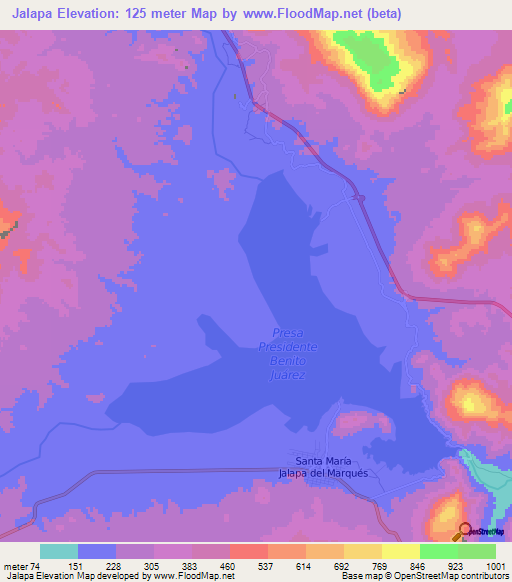 Jalapa,Mexico Elevation Map