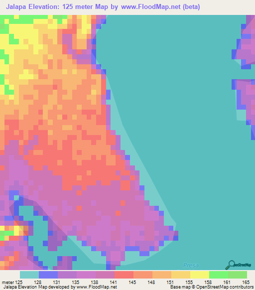 Jalapa,Mexico Elevation Map