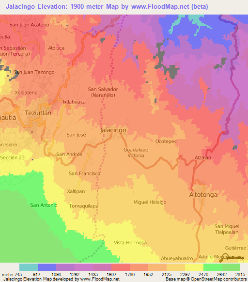 Jalacingo,Mexico Elevation Map