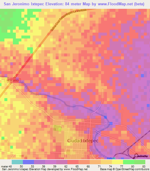 San Jeronimo Ixtepec,Mexico Elevation Map