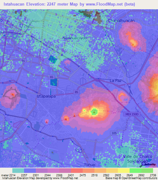 Ixtahuacan,Mexico Elevation Map