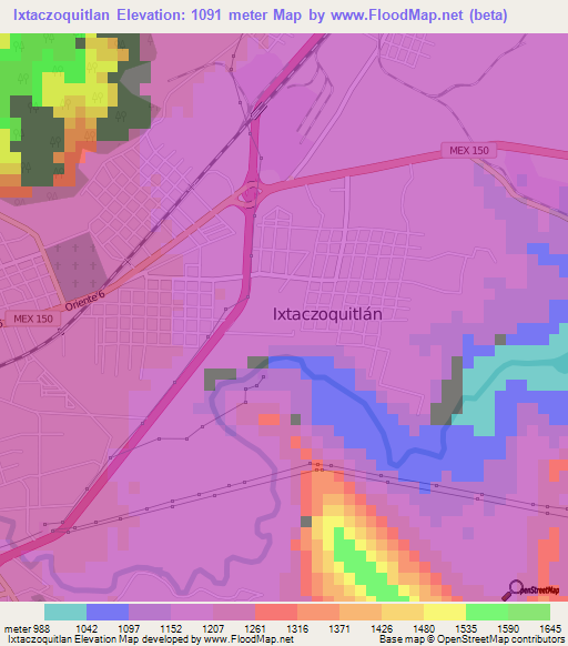 Ixtaczoquitlan,Mexico Elevation Map