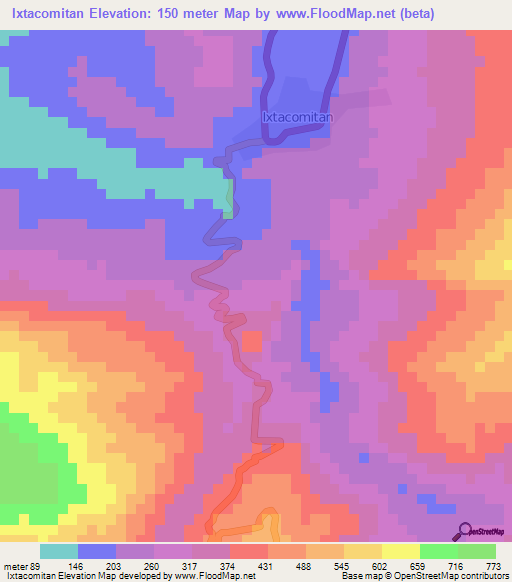 Ixtacomitan,Mexico Elevation Map