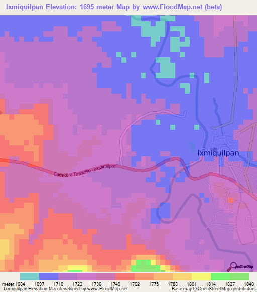 Ixmiquilpan,Mexico Elevation Map