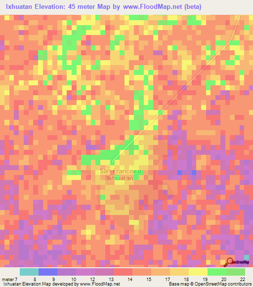 Ixhuatan,Mexico Elevation Map