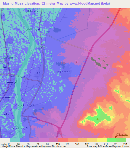 Masjid Musa,Egypt Elevation Map