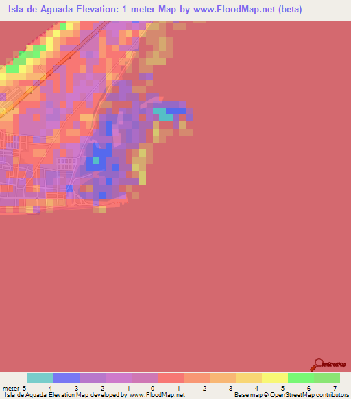 Isla de Aguada,Mexico Elevation Map