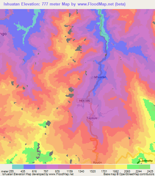 Ishuatan,Mexico Elevation Map