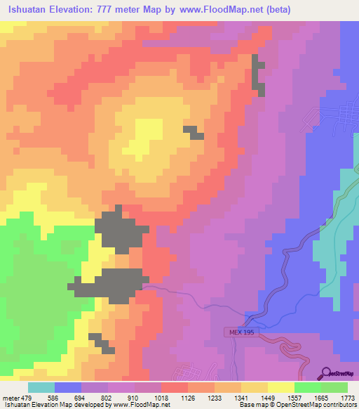 Ishuatan,Mexico Elevation Map