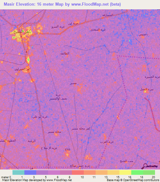 Masir,Egypt Elevation Map