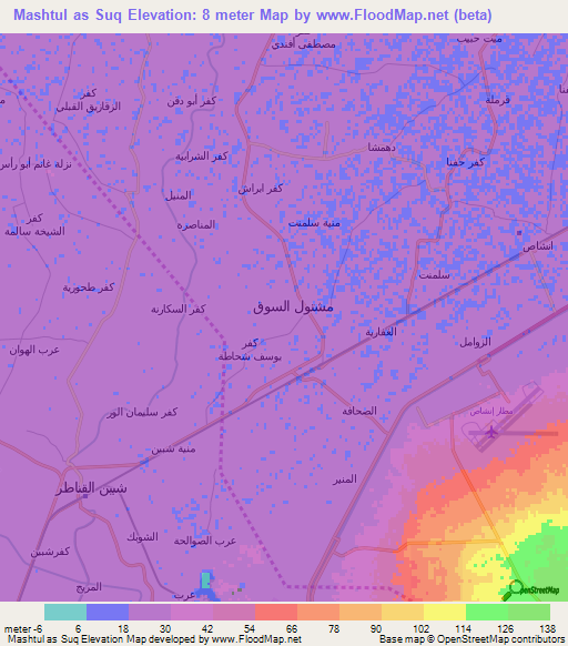 Mashtul as Suq,Egypt Elevation Map