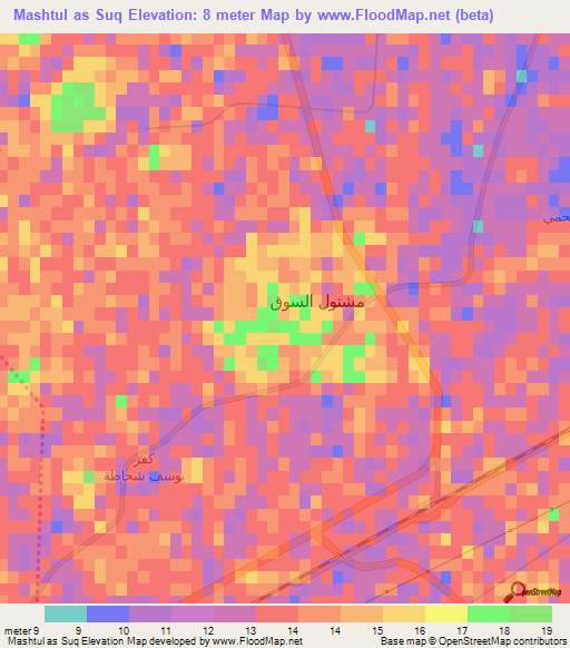 Mashtul as Suq,Egypt Elevation Map