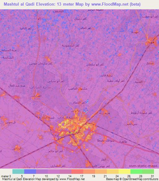 Mashtul al Qadi,Egypt Elevation Map