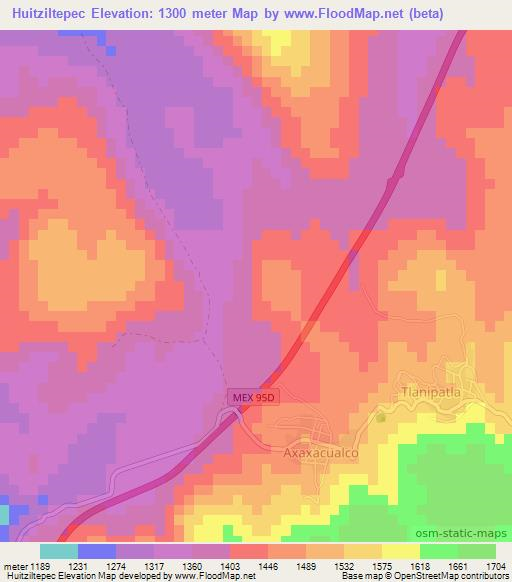 Huitziltepec,Mexico Elevation Map