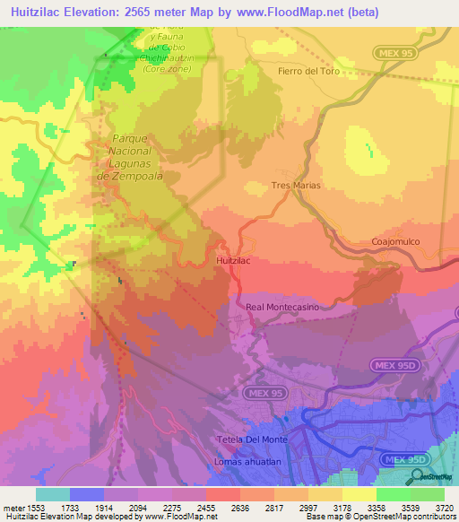 Huitzilac,Mexico Elevation Map