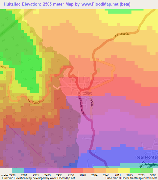 Huitzilac,Mexico Elevation Map