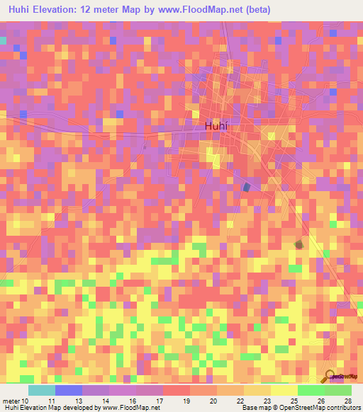 Huhi,Mexico Elevation Map