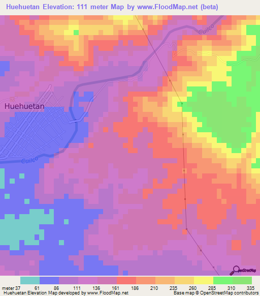 Huehuetan,Mexico Elevation Map