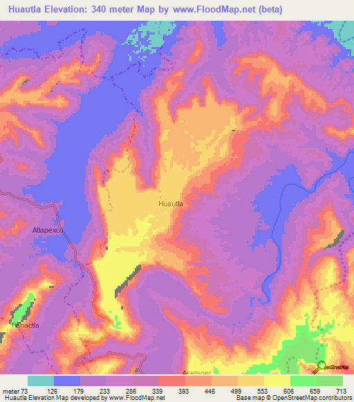 Huautla,Mexico Elevation Map