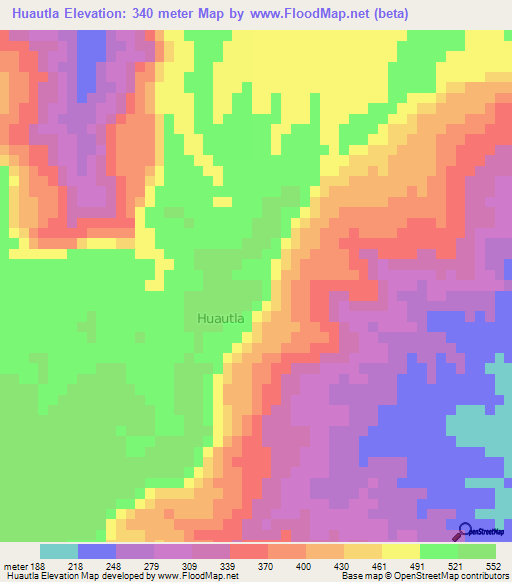 Huautla,Mexico Elevation Map