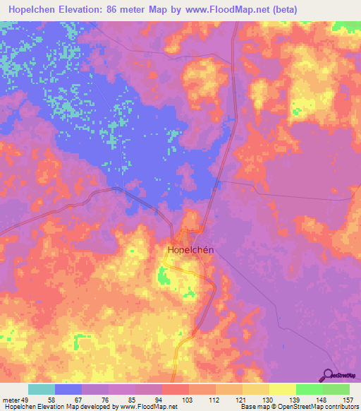 Hopelchen,Mexico Elevation Map