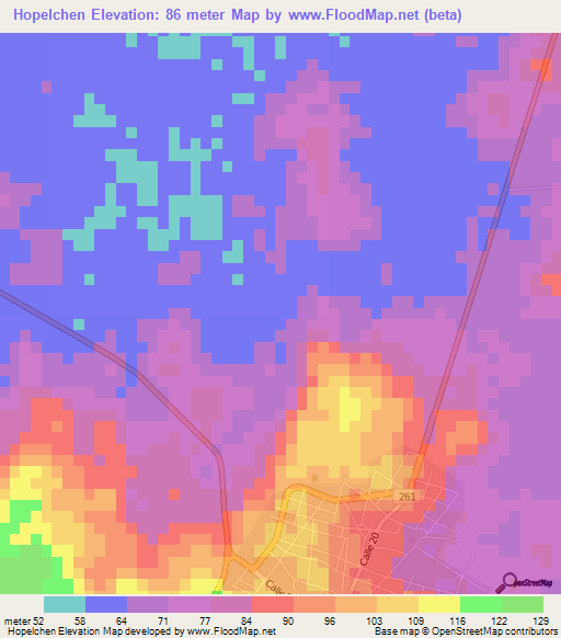 Hopelchen,Mexico Elevation Map