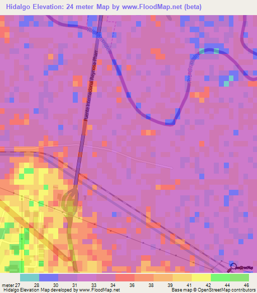 Hidalgo,Mexico Elevation Map