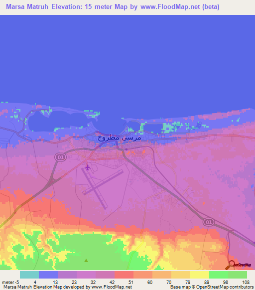 Marsa Matruh,Egypt Elevation Map