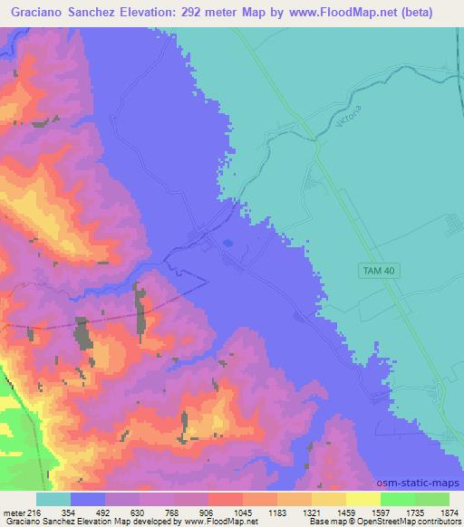 Graciano Sanchez,Mexico Elevation Map