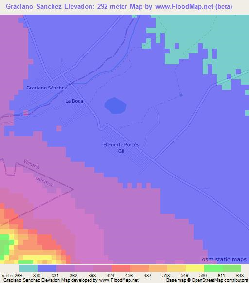 Graciano Sanchez,Mexico Elevation Map